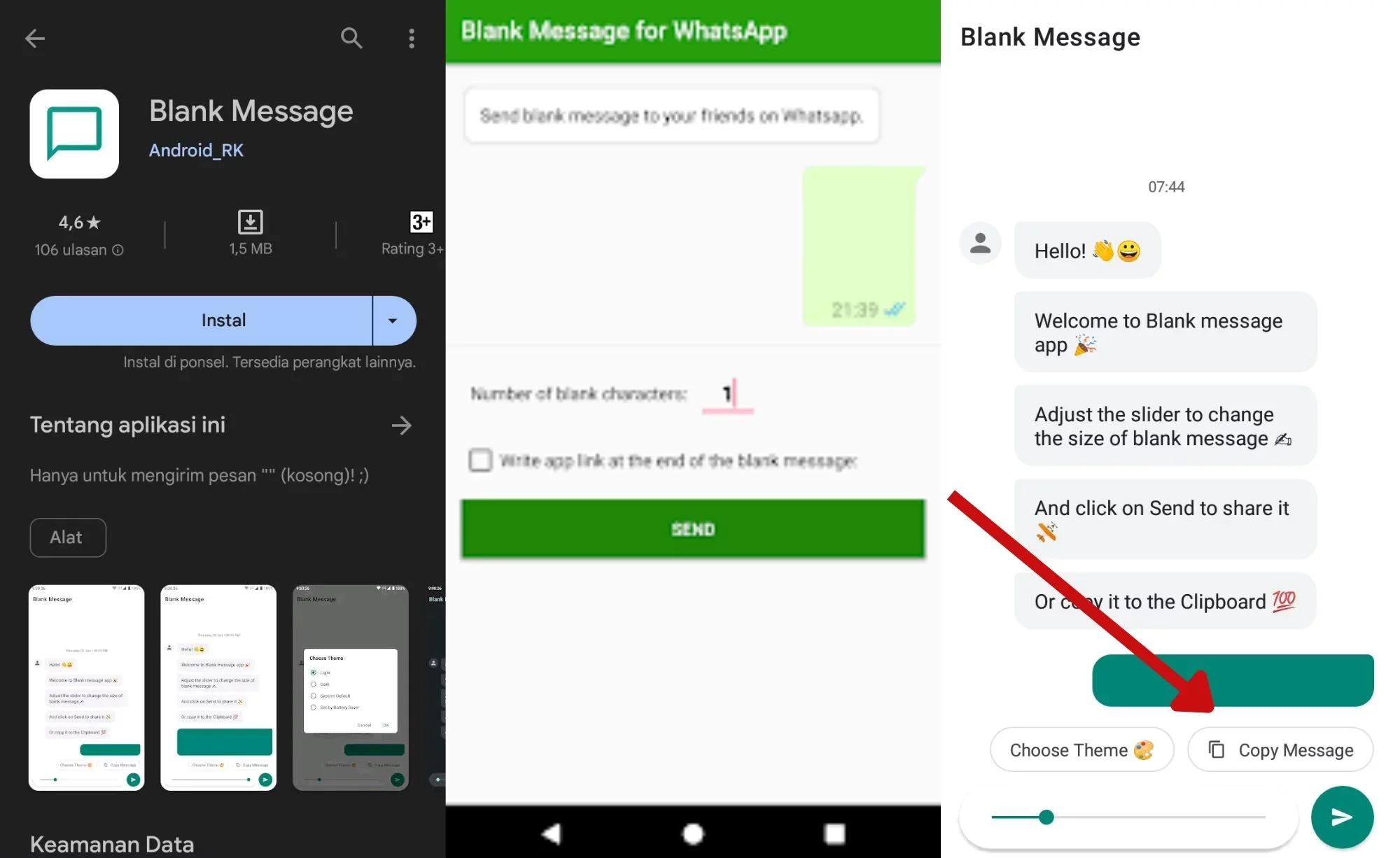 cara membuat info WhatsApp kosong