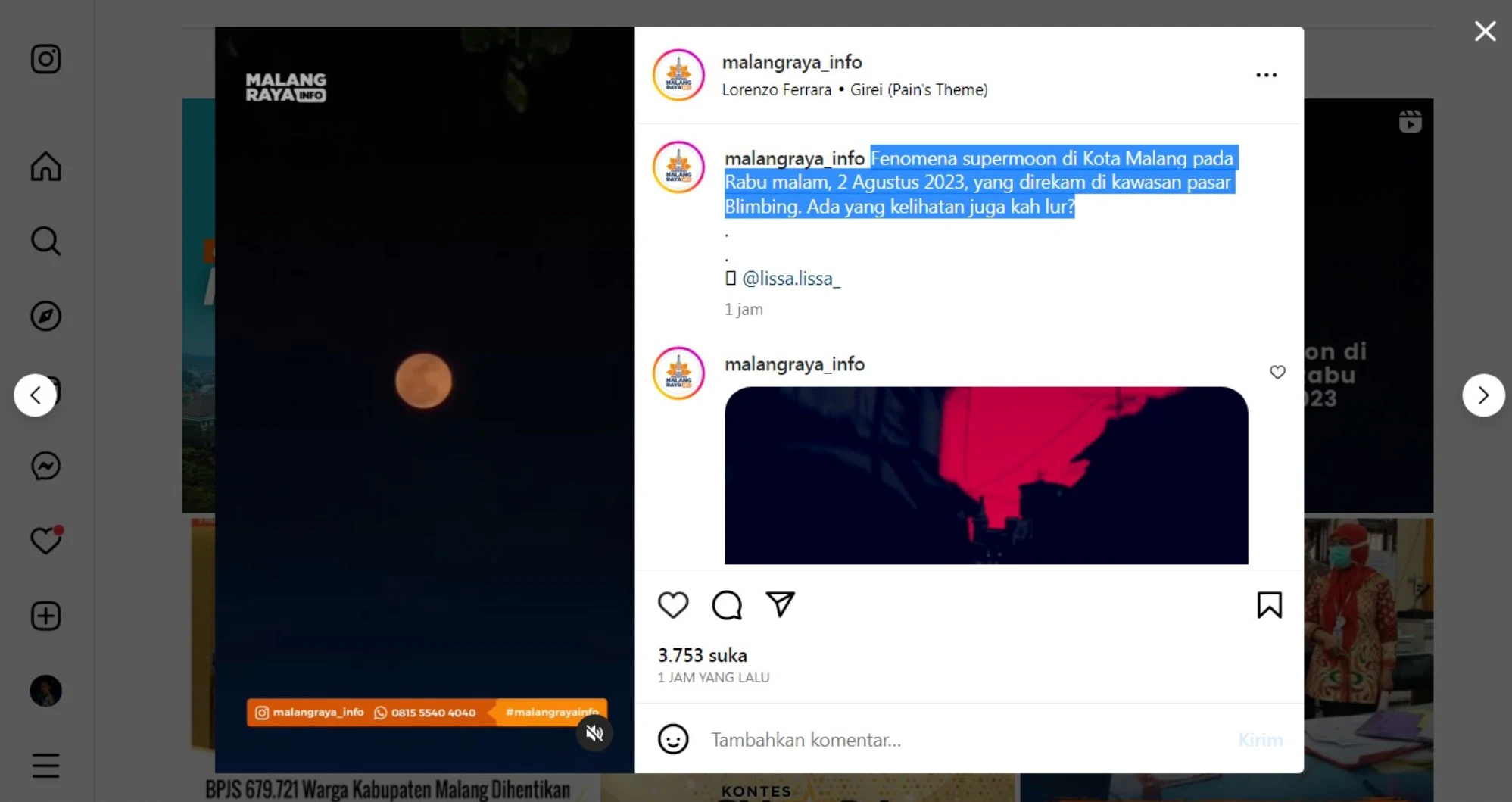 Copy Caption Instagram di Laptop PC