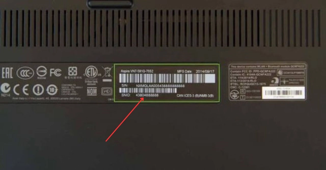 Cek serial number laptop Acer lewat sticker