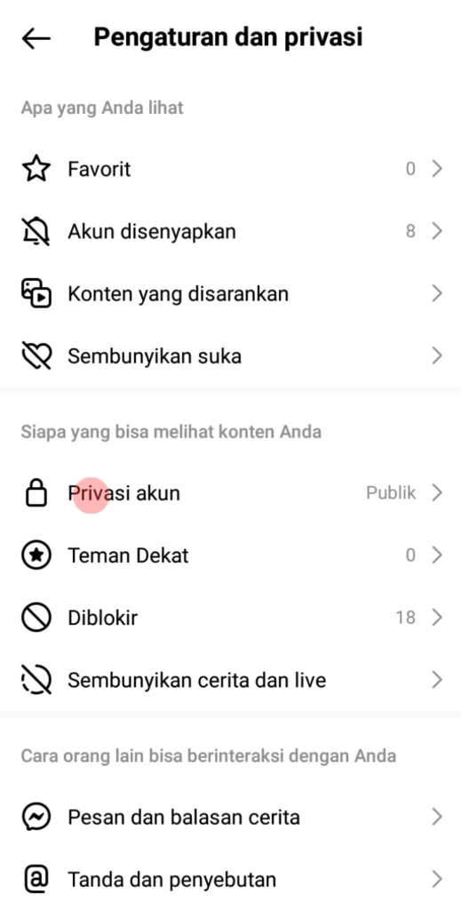 setting privasi profil instagram