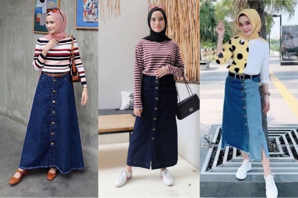 OOTD Rok Jeans Panjang Bagi Hijabers